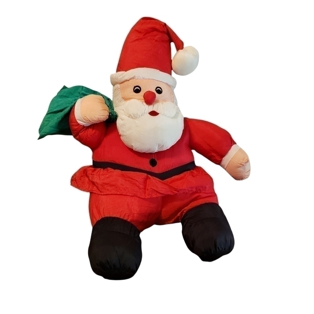 Vintage SANTA Claus With Bag Nylon Parachute  Stuffed Toy